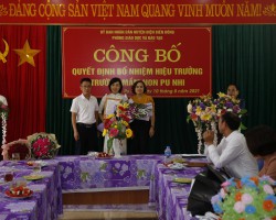 Công bố Quyết định bổ nhiệm Hiệu trưởng trường mầm non Pu Nhi, xã Pu Nhi, Huyện Điện Biên Đông.